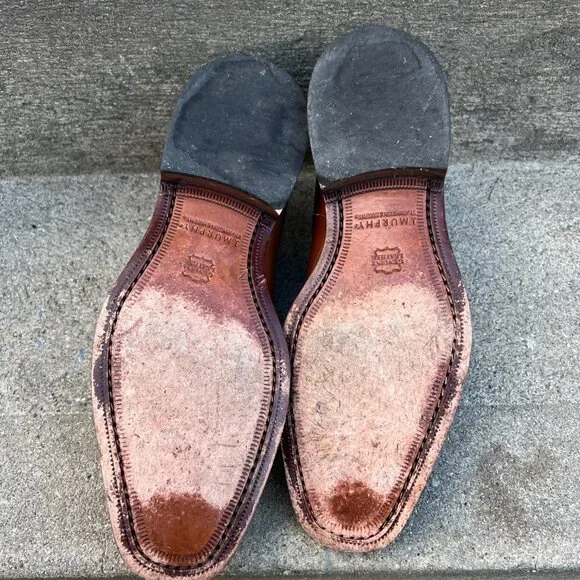 Johnston & Murphy 9.5M Tan Brown Leather Brogue Ellisworth Lace Up Dress Shoes - Picture 7 of 10